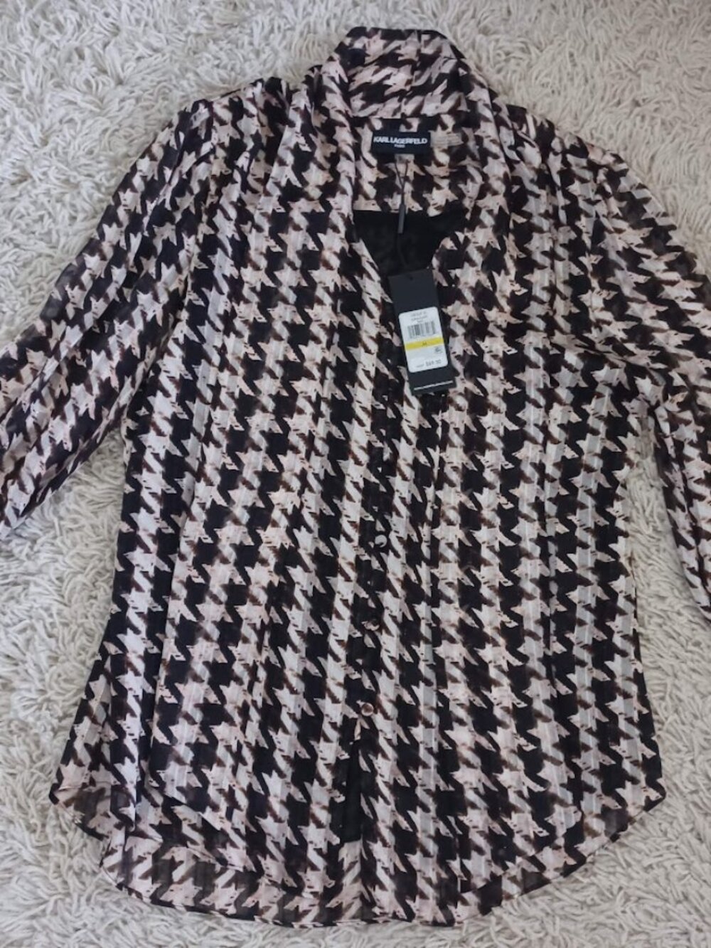 Karl Lagerfeld Paris Women's Sheer Printed Blouse – Size Medium – NWT